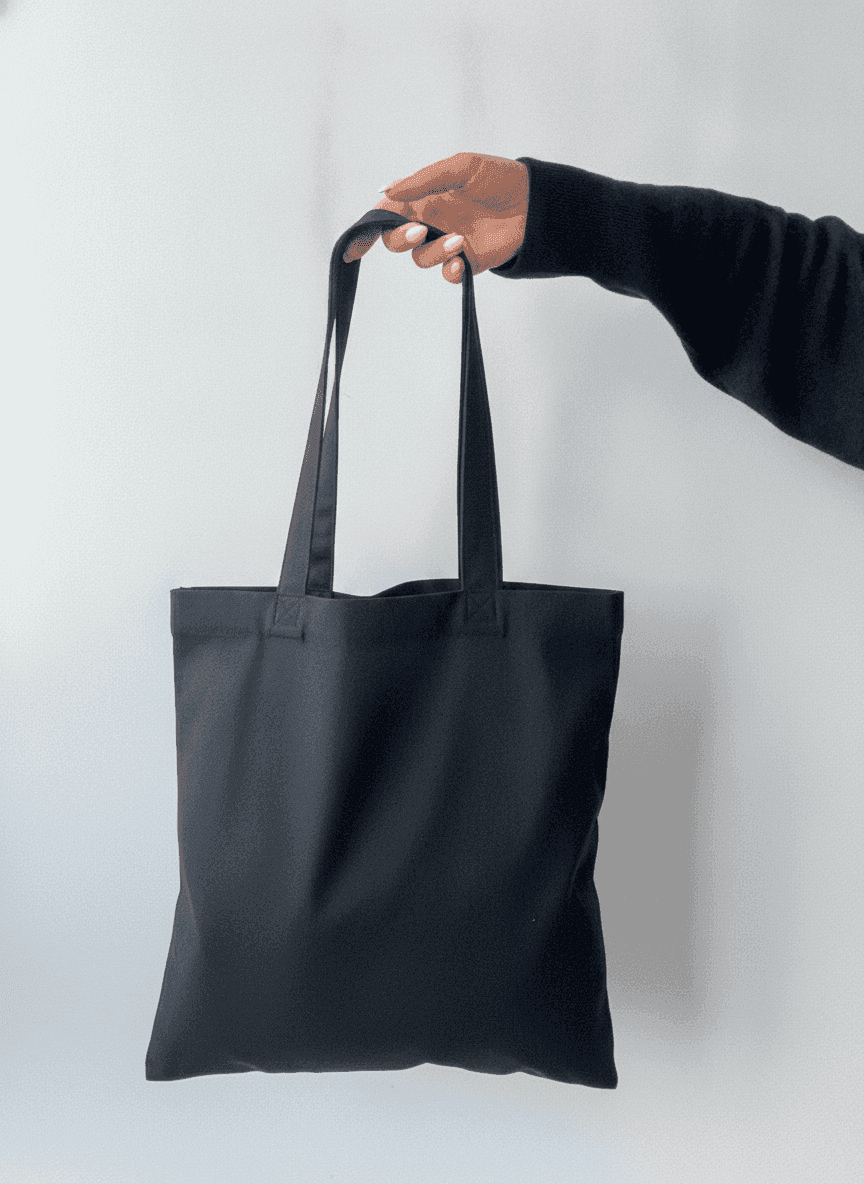Classic Black Cotton Tote