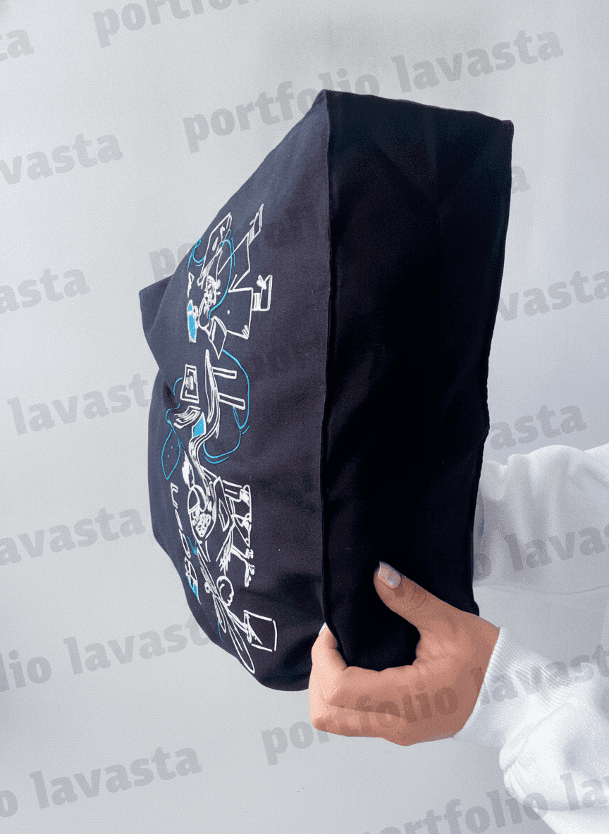 Roomy Black Calico Tote Bag