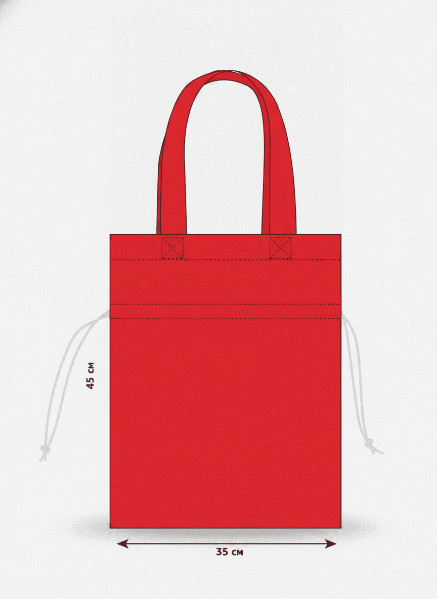 Long Red Twill Tote Bag