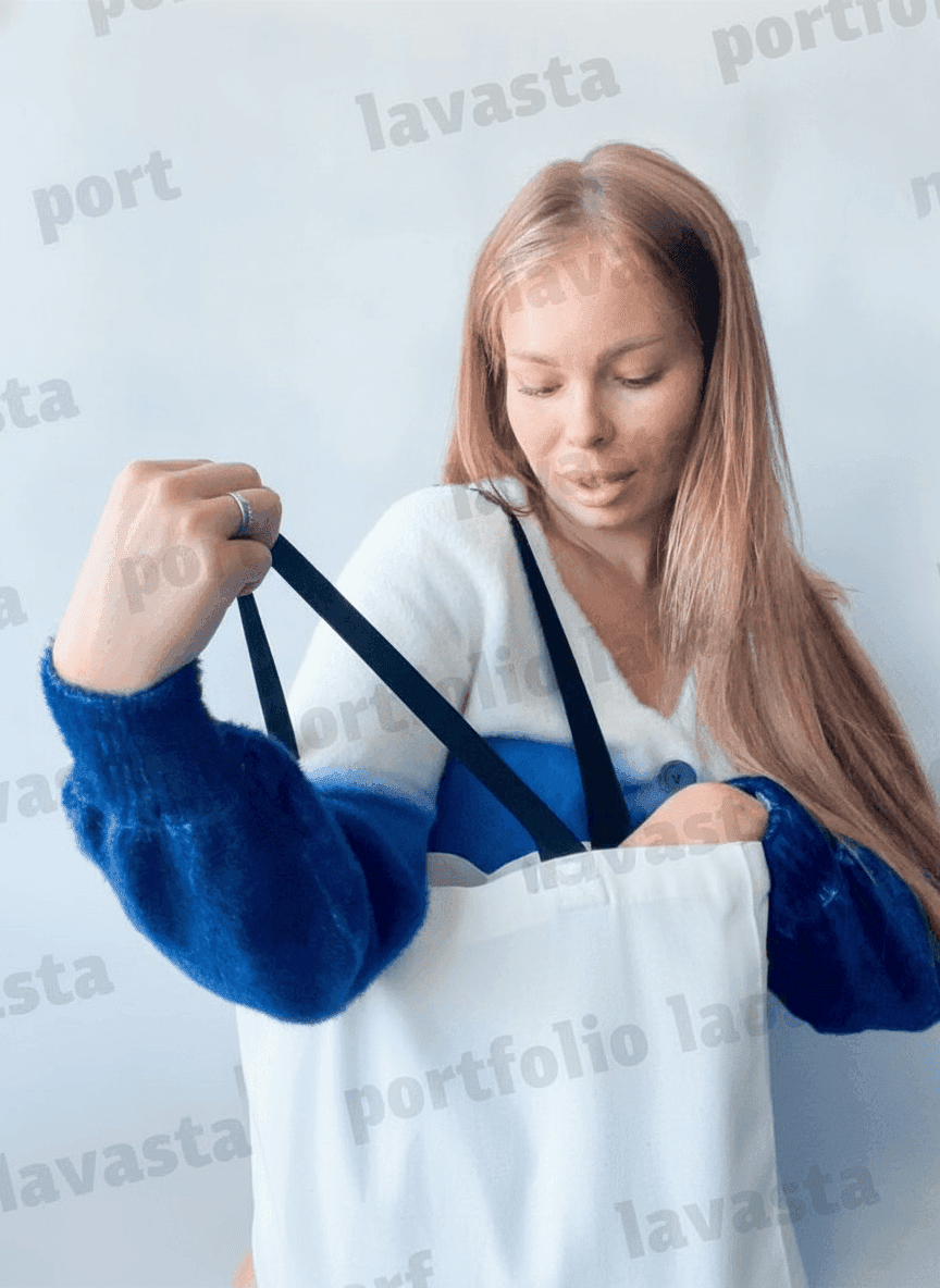 Heavy Cotton Tote Bag White with Black Handles