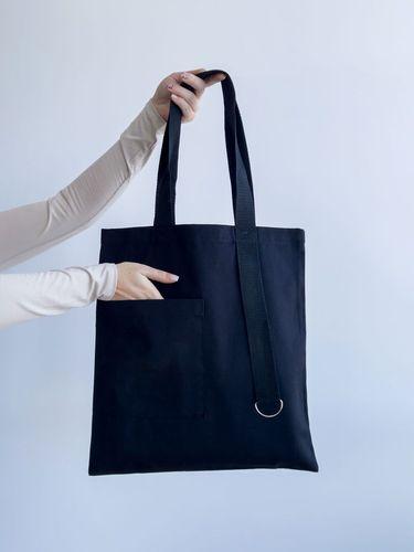 Шопер из хлопковой саржи с черными ручками для покупок