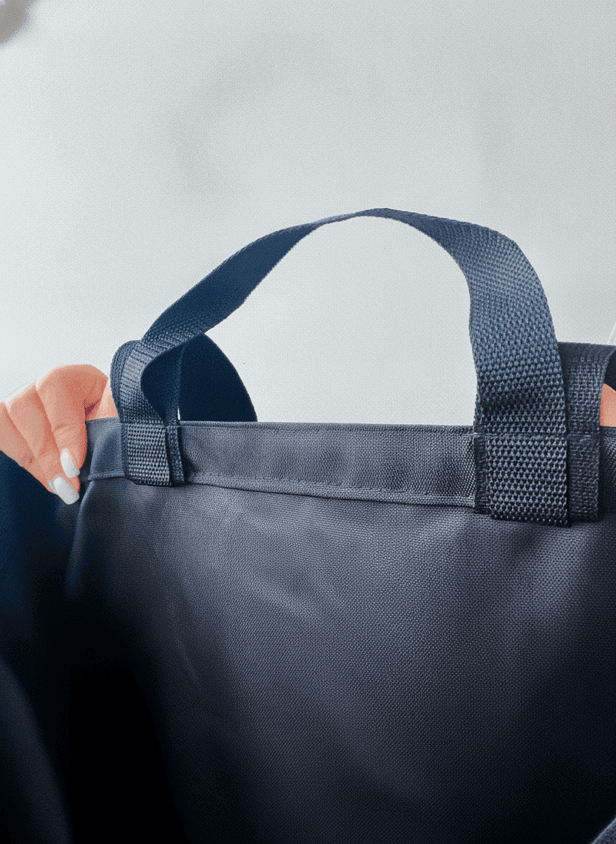 Black Twill Tote with Double Handles
