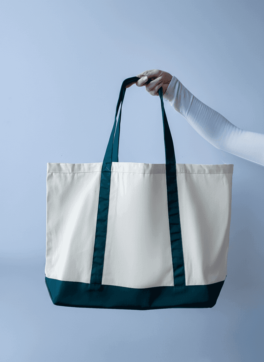 Шопер із щільної саржі з подвійним напуском тканинних ручок — елегантний екологічний аксесуар для покупок та брендування без друку розмір: 60см х 40см х 15см