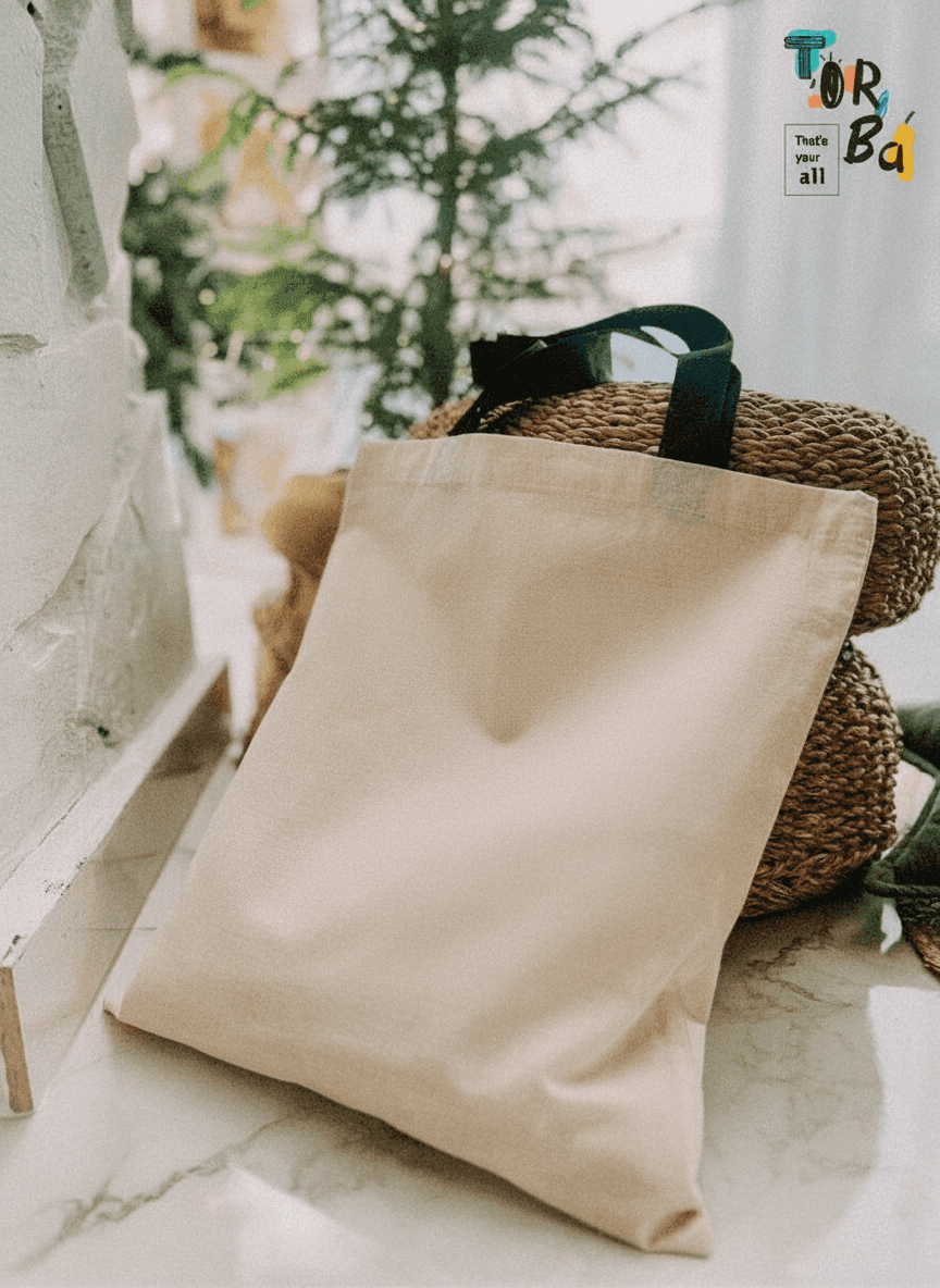 Tigress Lightweight Cotton Tote Bag with Black Handles