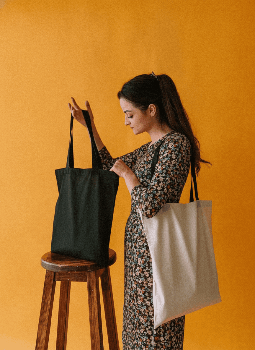 Printed Calico Tote Bag