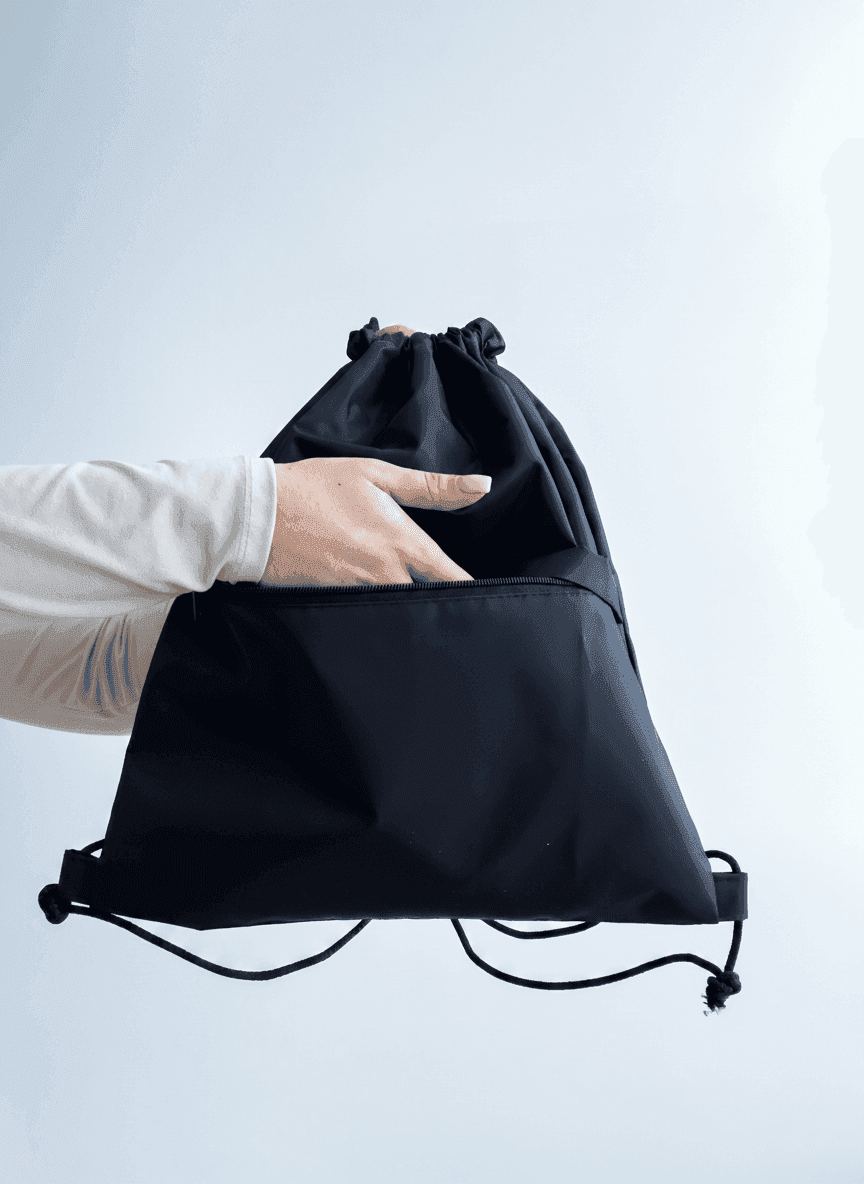 Плоский рюкзачок на шнурках з плащівки й оксфорду для промо