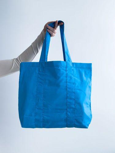 Бірюзовий шопер із бавовняної саржі з довгими ручками