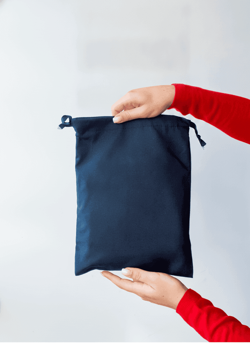 Black Thin Cotton Double Drawstring Pouch