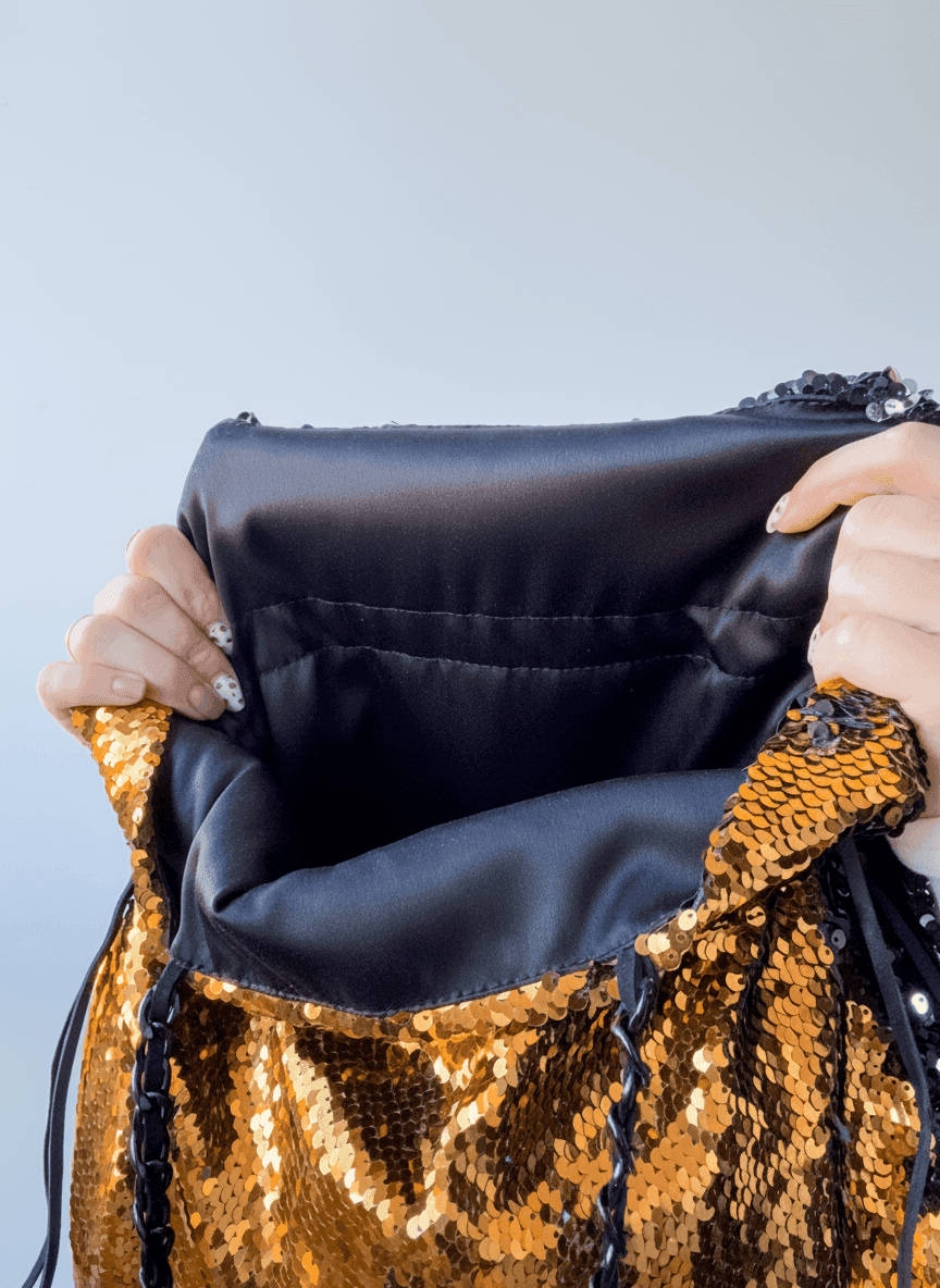 Мішечок із паєточної тканини для вечірок з шнуром