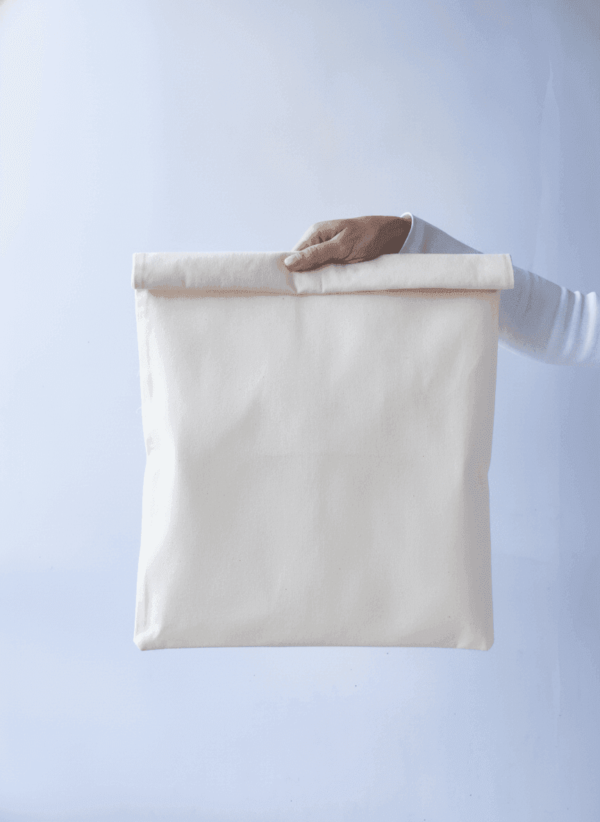 Beige Cotton Reusable Drawstring Bag