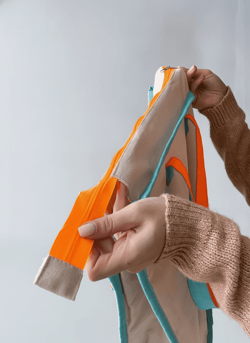 Twill Eco Tote Bag with Turquoise Trim & Bright Handles