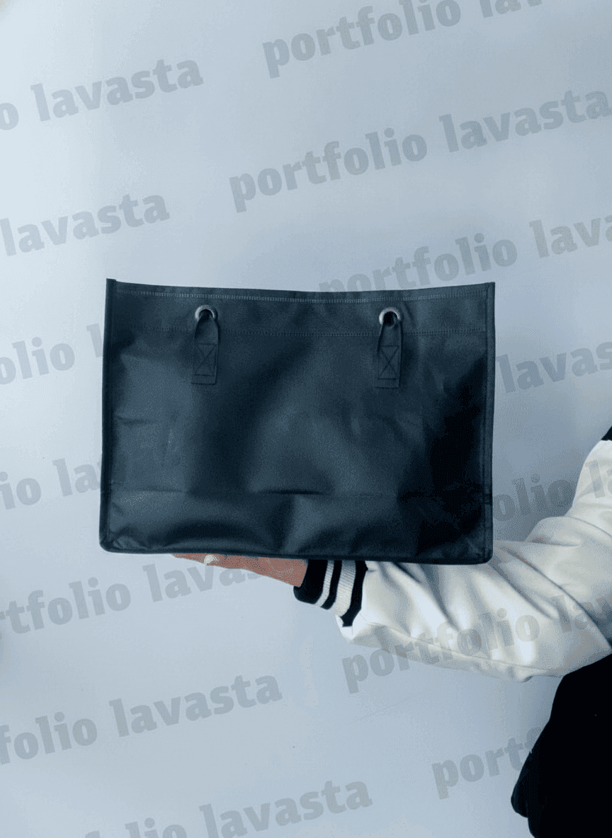 Black Roomy Spunbond Tote Bag with Grosgrain Handles