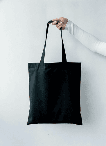 Black Calico Tote Bag Everything Will Be Fine Print