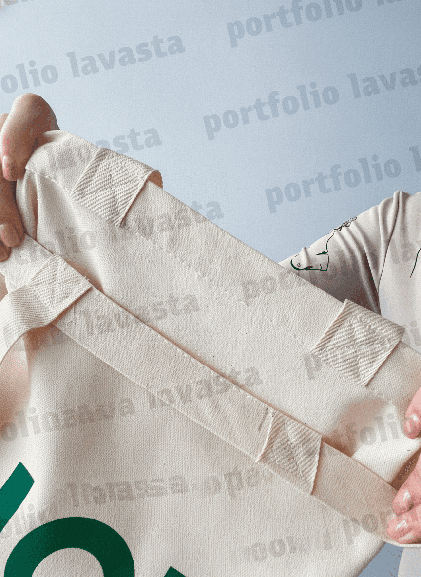 Eco tote bag with ribbon handles