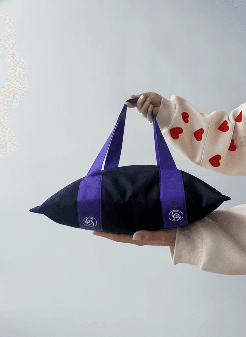 Sturdy Black Grocery Tote with Colorful Straps