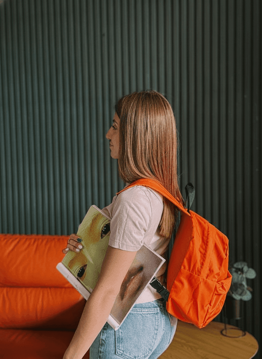 Orange Urban Backpack - Water-Repellent Raincoat Fabric