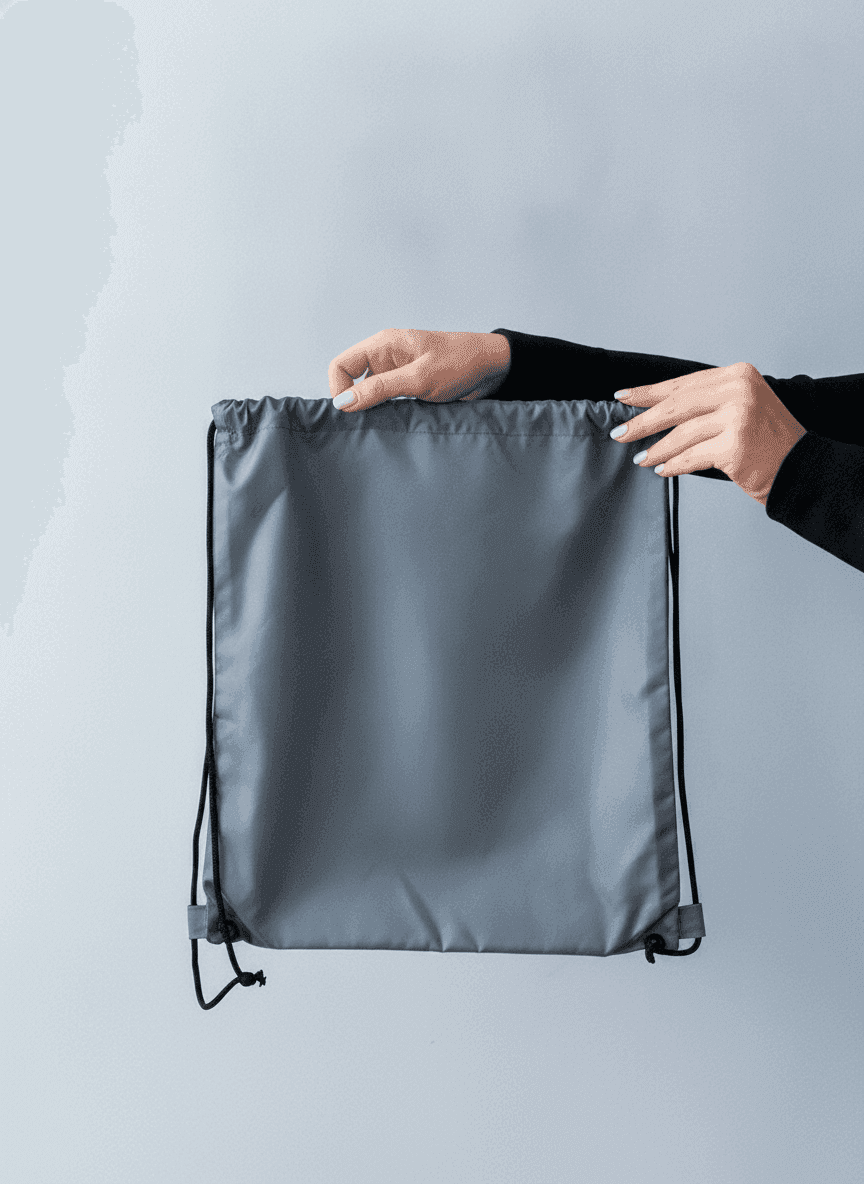 Gray Nylon Backpack with Reflective Tape