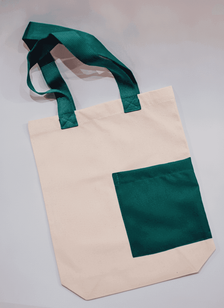 Box-Bottom Tote Bag with Twill Pocket