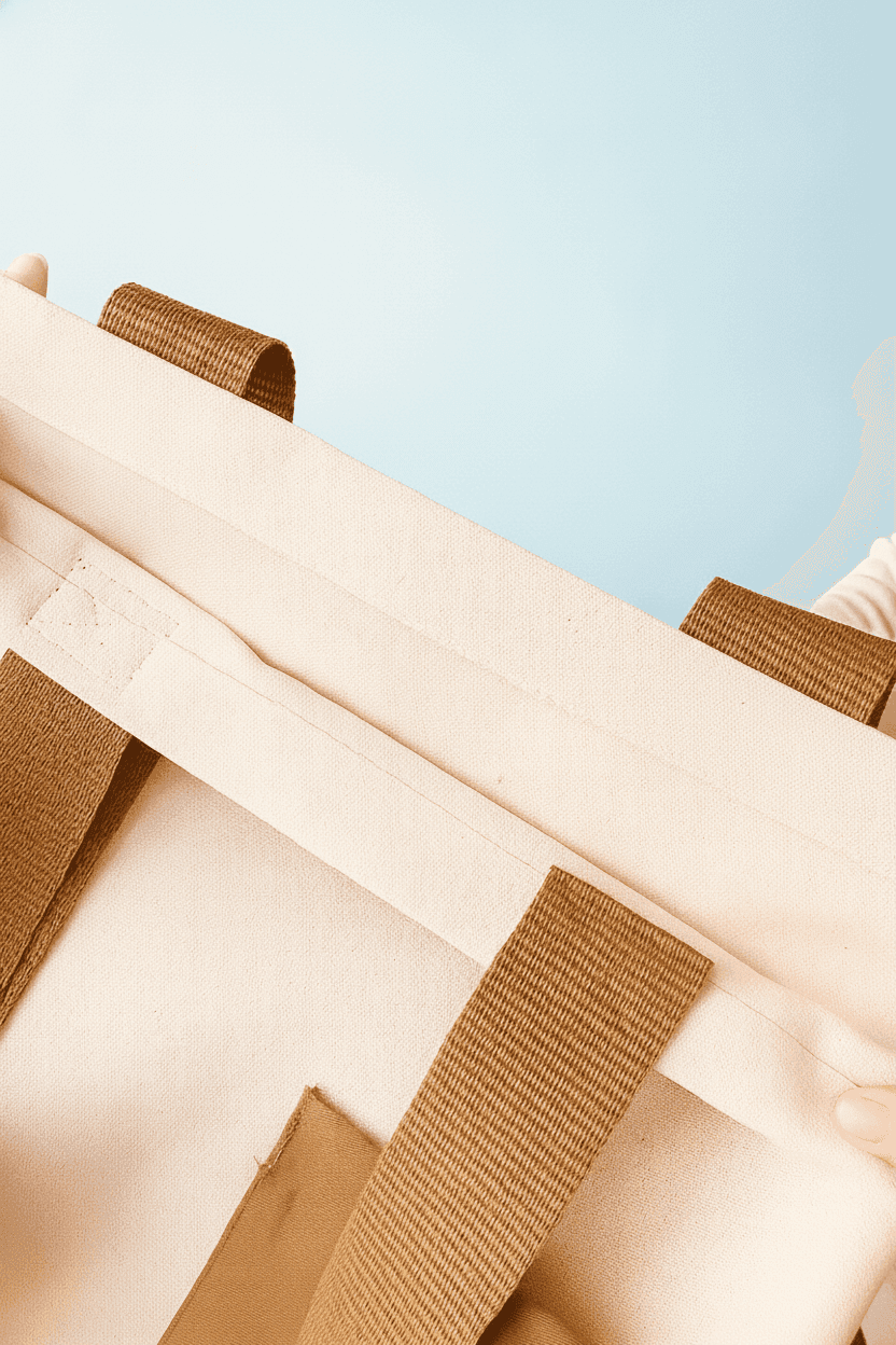 Cotton tote with brown pocket