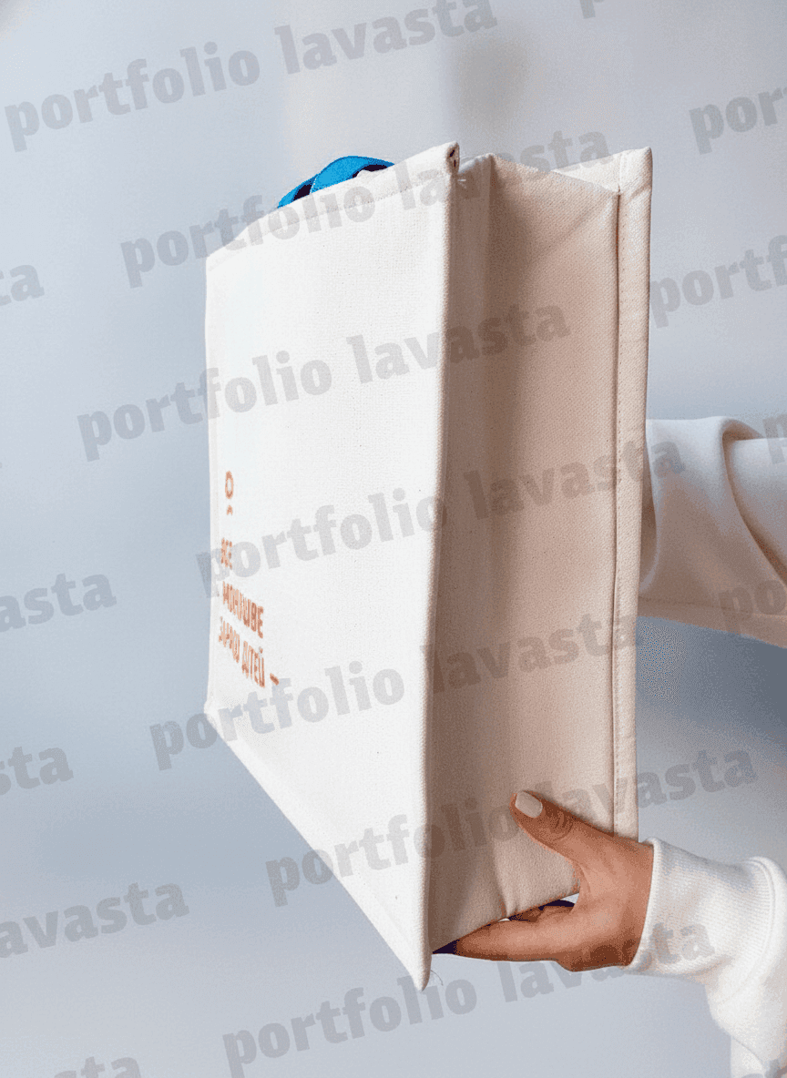 Structured Twill Tote Bag with Metal Frame