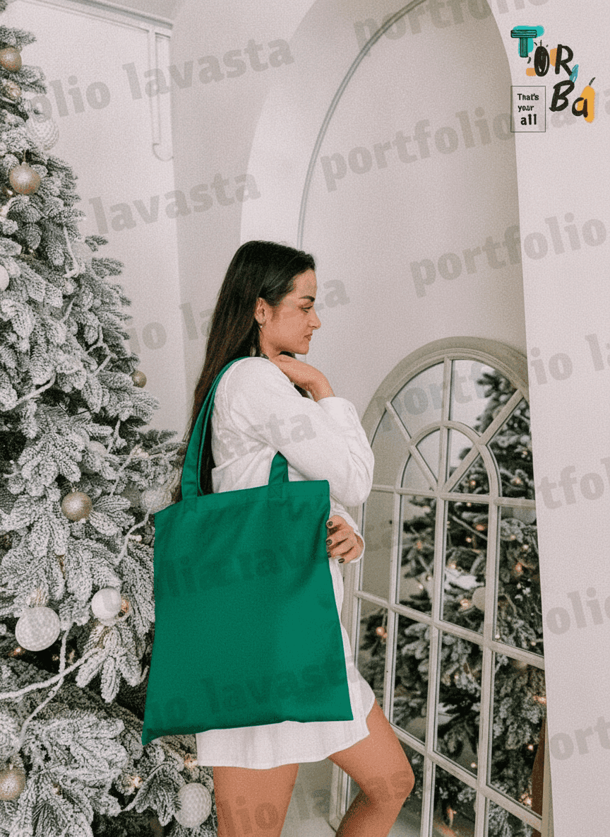 Green Heavy-Duty Polyester Tote Bag