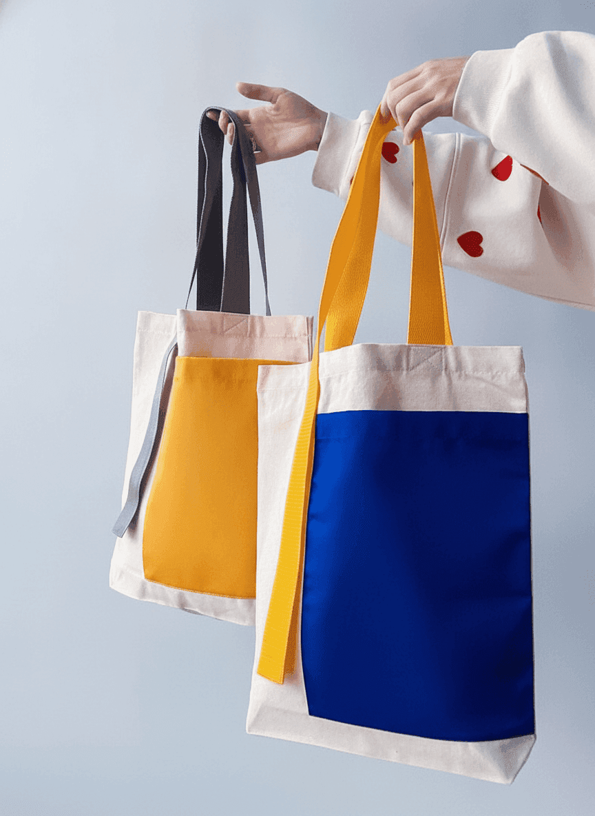 Eco Tote with Pocket & Colorful Handles