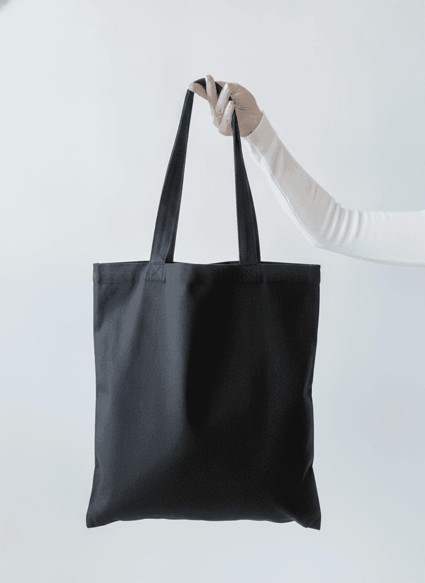 Black Natural Fabric Tote Bag