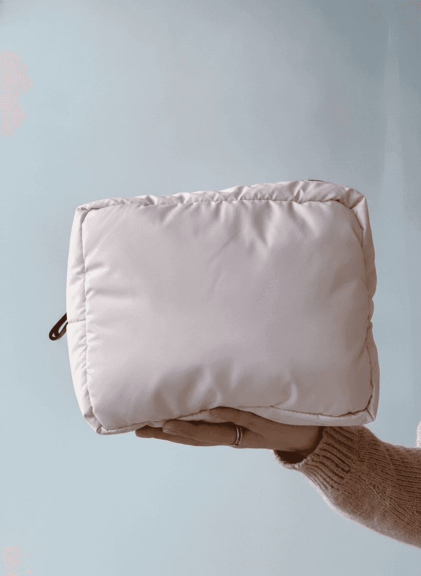 Roomy Soft Zippered Makeup Bag, Light Pink