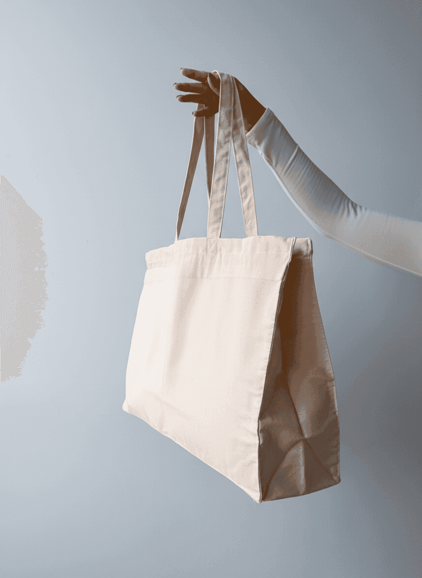 Шопер из саржи натурального хлопка с тканевыми ручками — элегантный экологичный аксессуар для покупок и ежедневного использования без печати размер: 50см х 35см х 14см