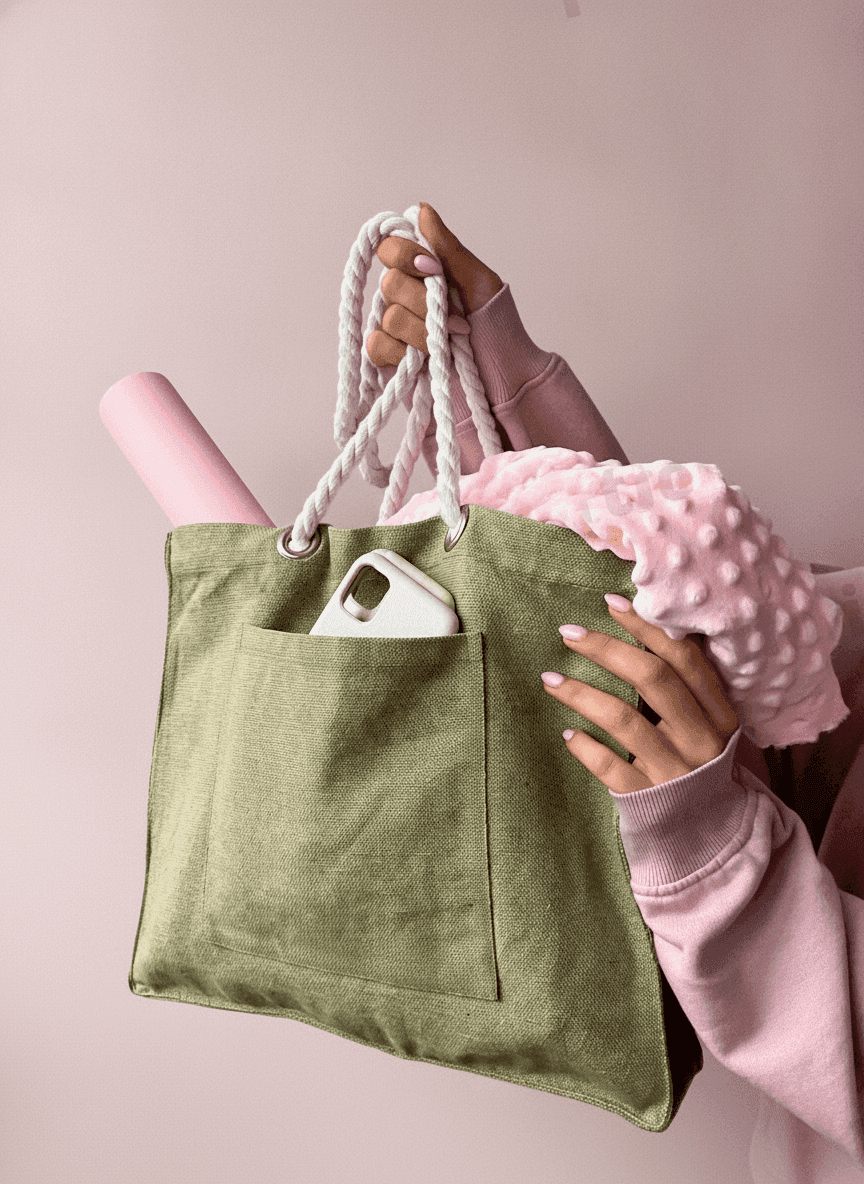 Canvas tote bag with pocket