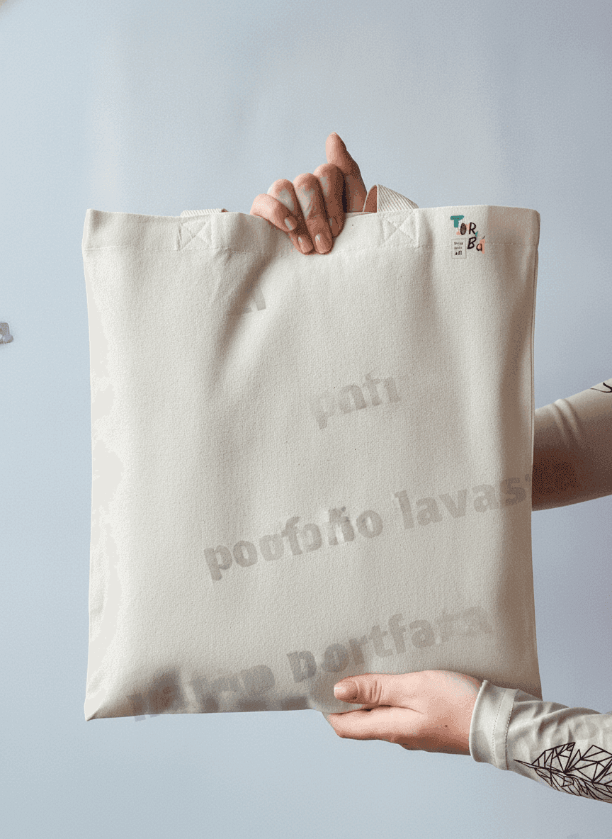 Eco tote bag with ribbon handles