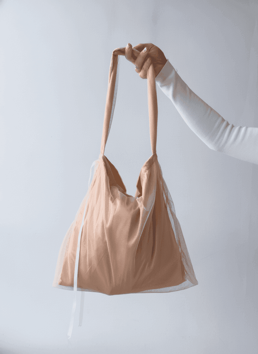 Lightweight Satin Bag with Tulle
