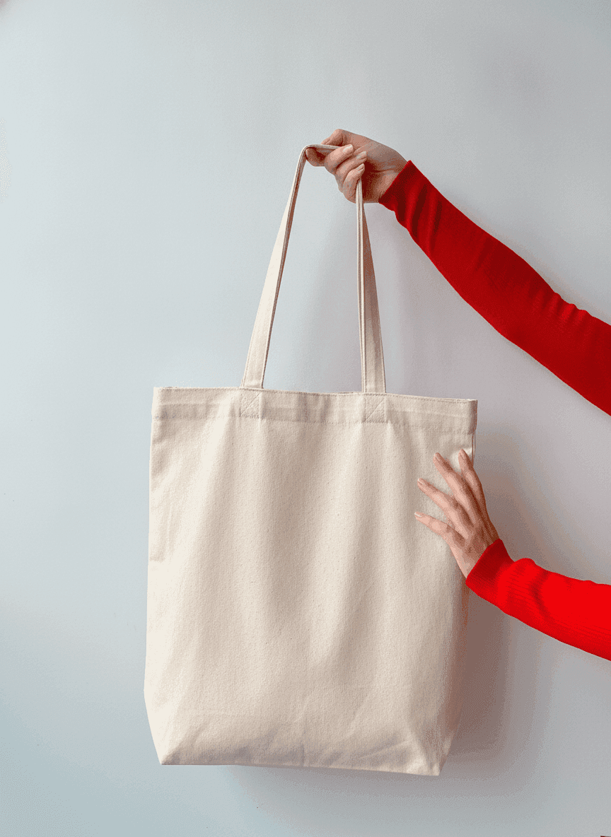 Large Midweight Cotton Tote Bag with Flat Bottom