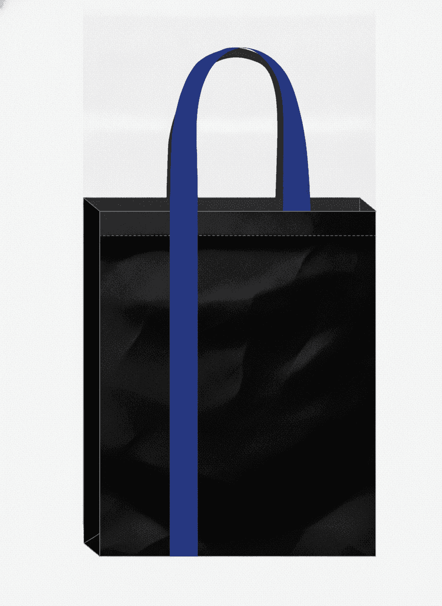 Oversized tote with long blue handle