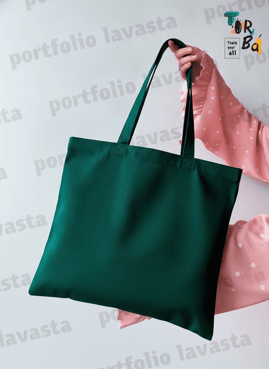 Green Gabardine Tote Bag