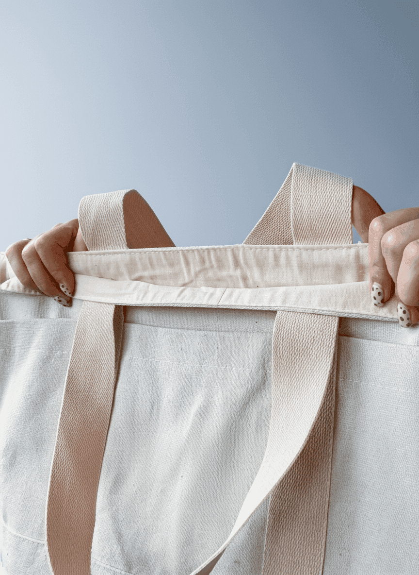 Шопер трапеция из фильтрканваса, нашивные ручки для покупок