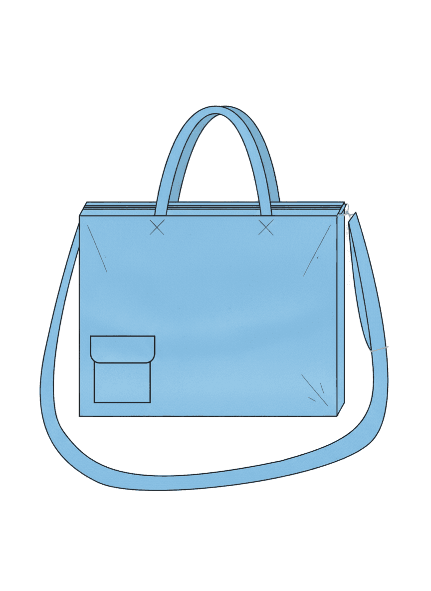 Quilted Light Blue Tote Bag with Inner Pockets