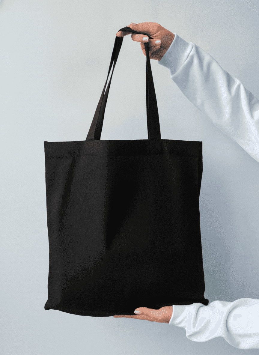 Roomy Black Calico Tote Bag