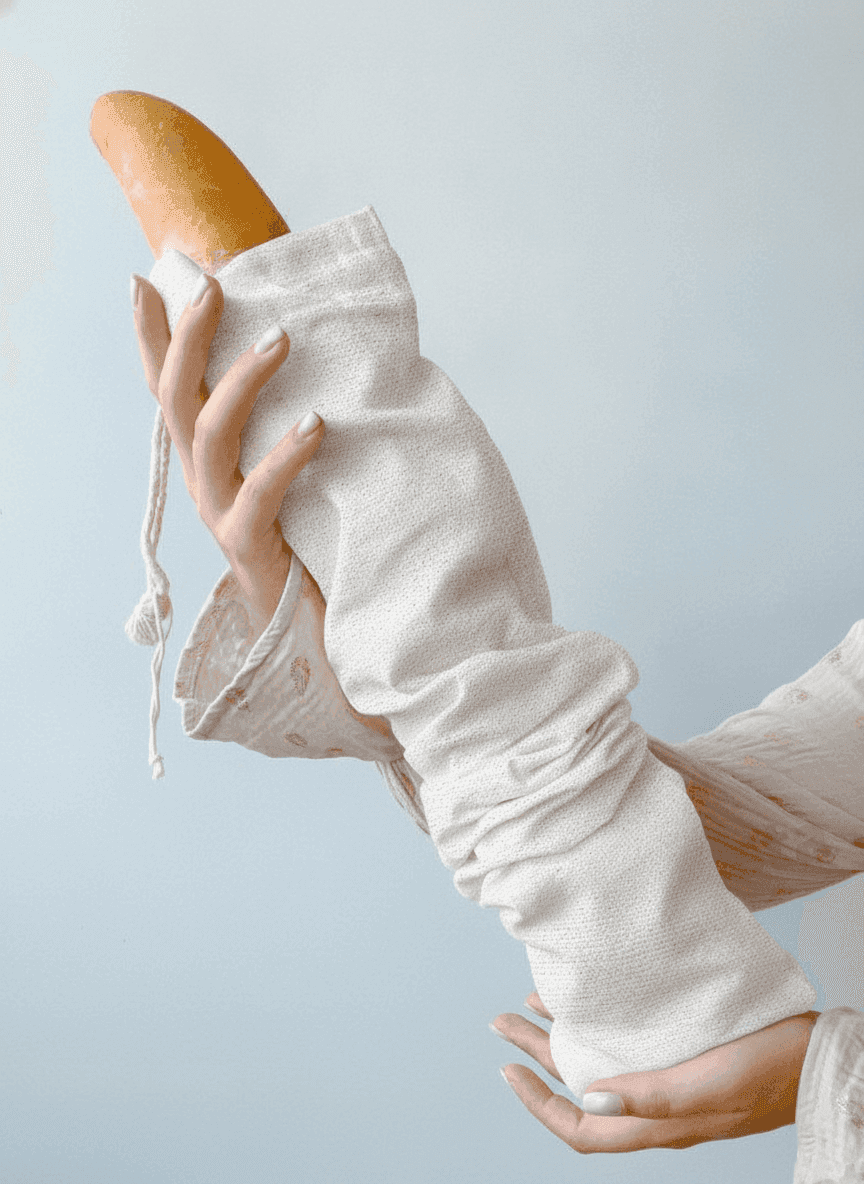 Cotton Baguette Bag with Anti-Mold Liner