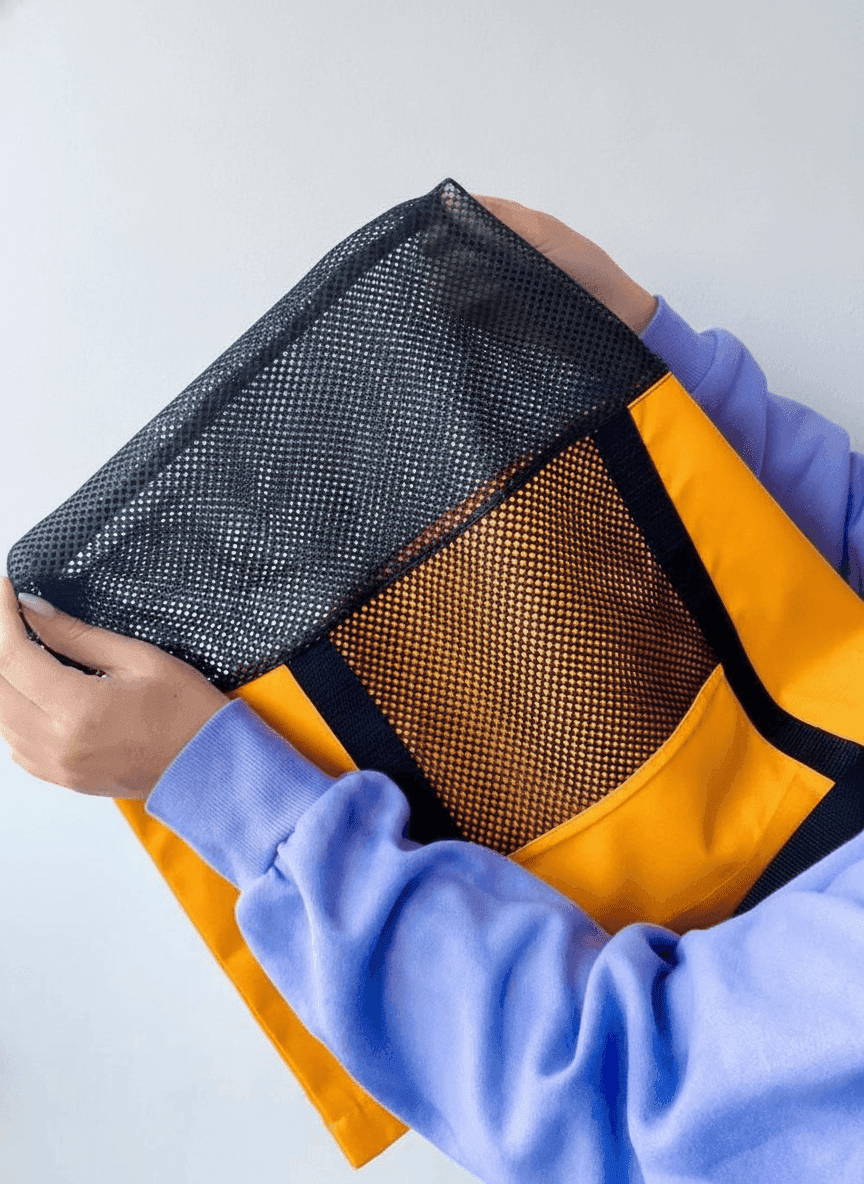Mesh & Canvas Tote Bag with Sturdy Bottom
