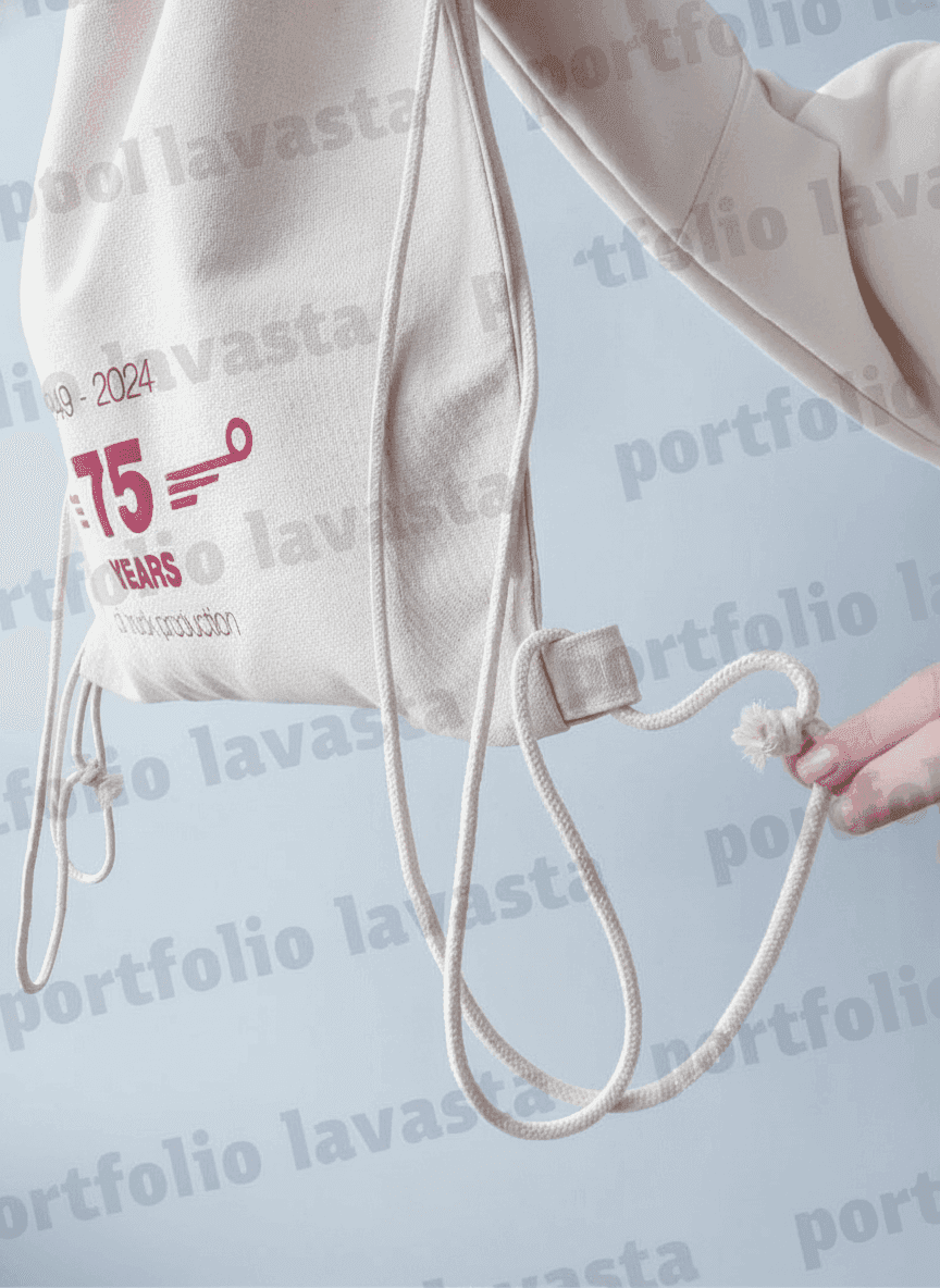 Light Beige Drawstring Backpack with Bright Handle