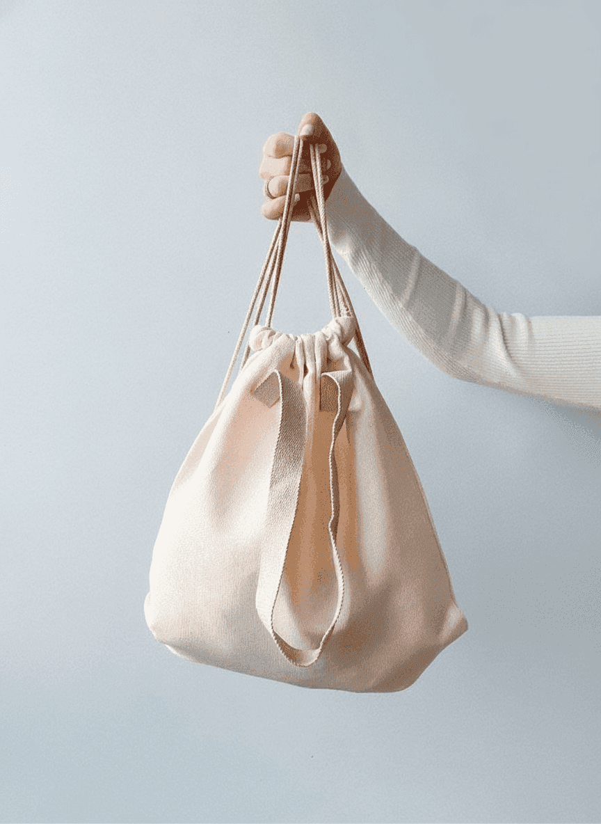 Light Beige Panama Fabric Backpack