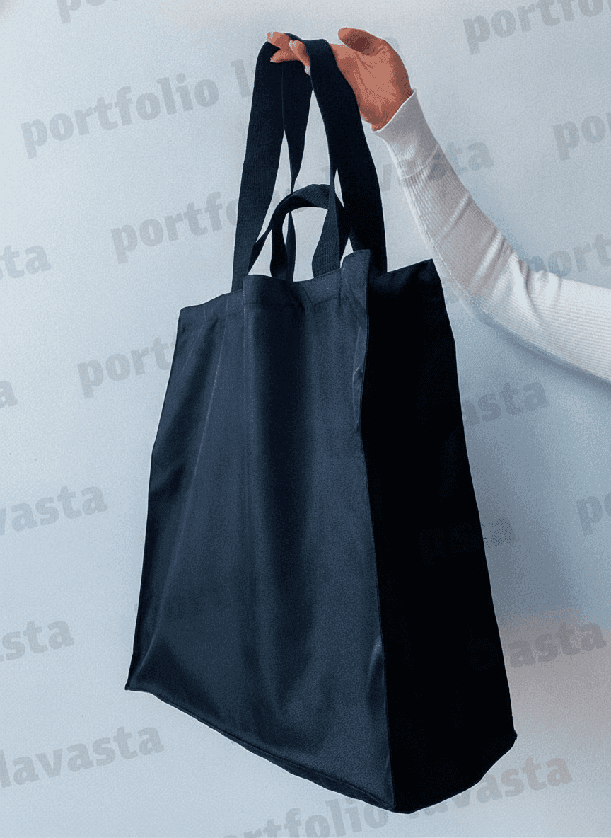 Black Twill Tote with Double Handles