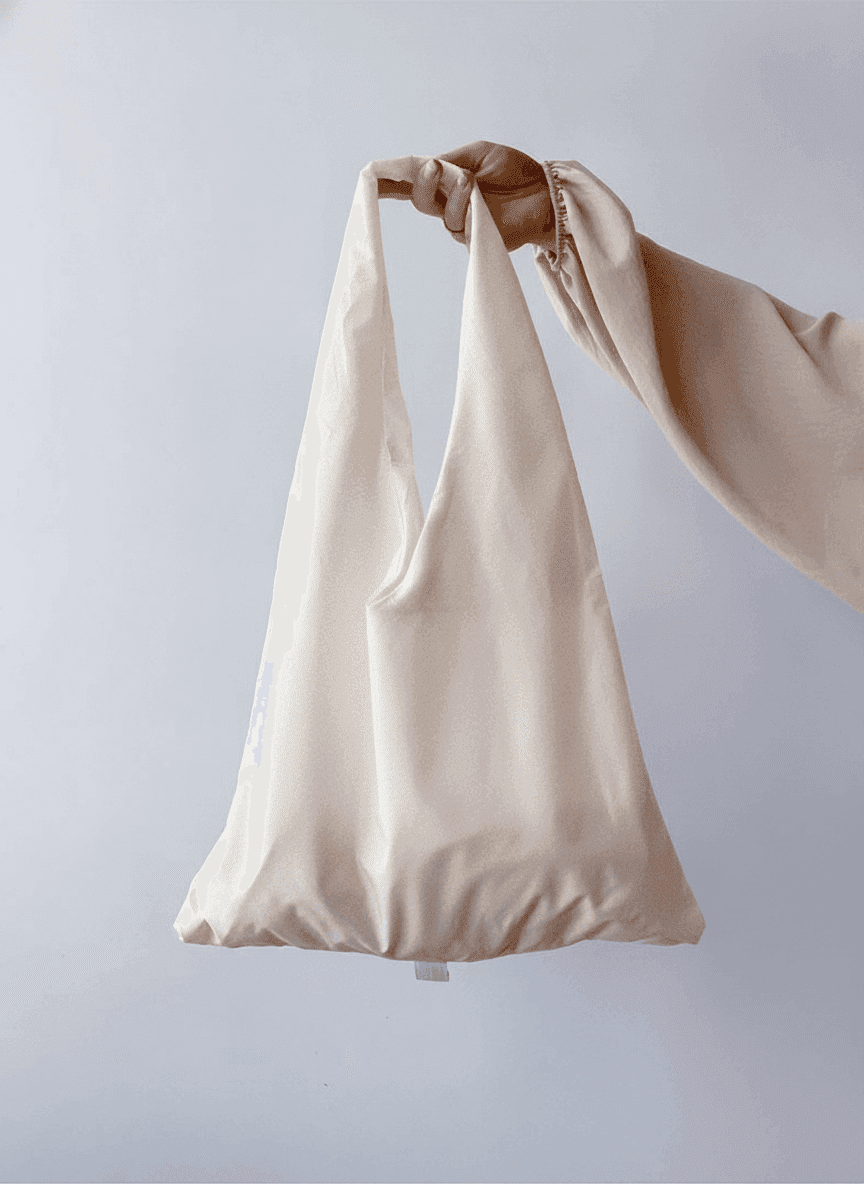Light Beige Packable Tote Water-Resistant Nylon