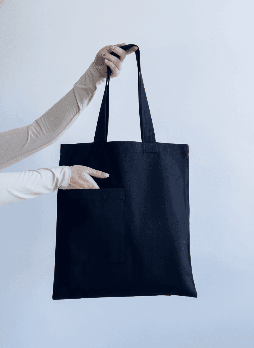 Шопер из хлопковой саржи с черными ручками для покупок