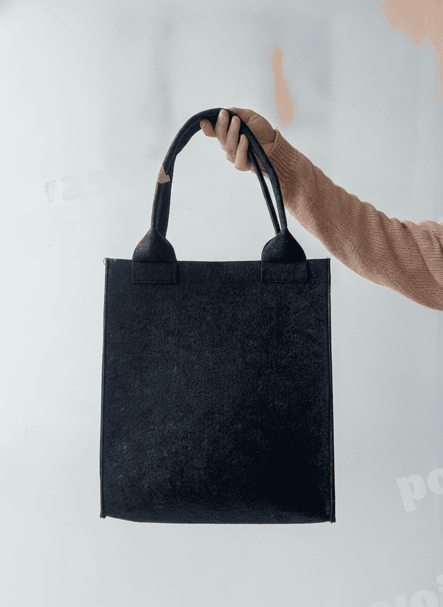 Durable Black Felt Tote Bag