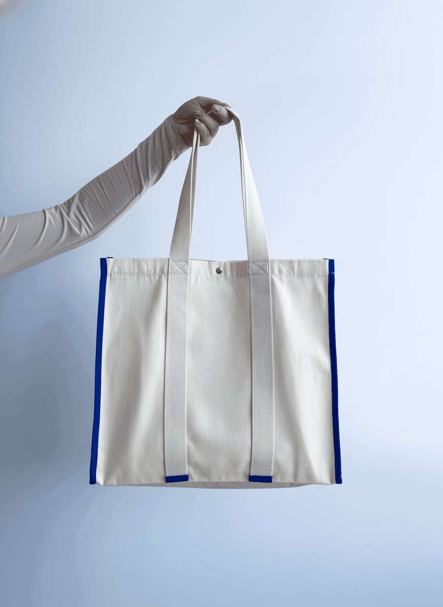Шопер із бавовняної саржі, довгі ручки для покупок
