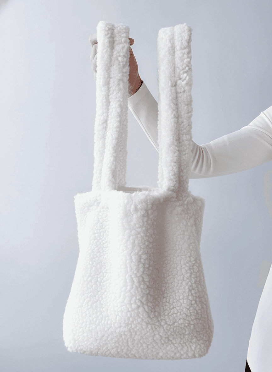 White Fluffy Shearling Tote Bag