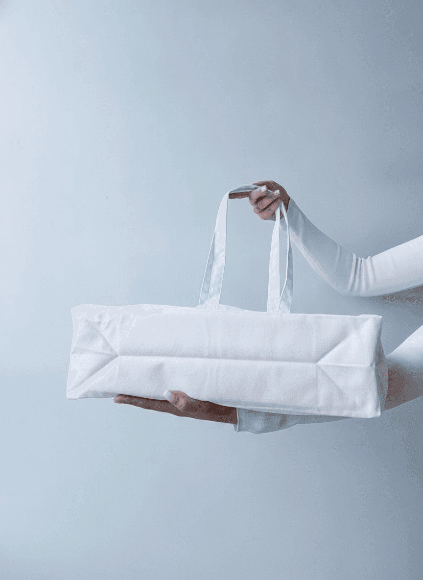 Durable White Twill Tote with Side Panels