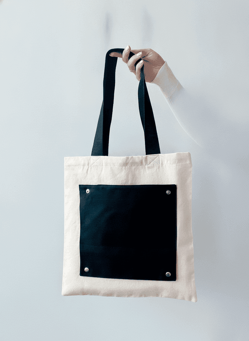 Convertible Tote Light Beige with Black Handles